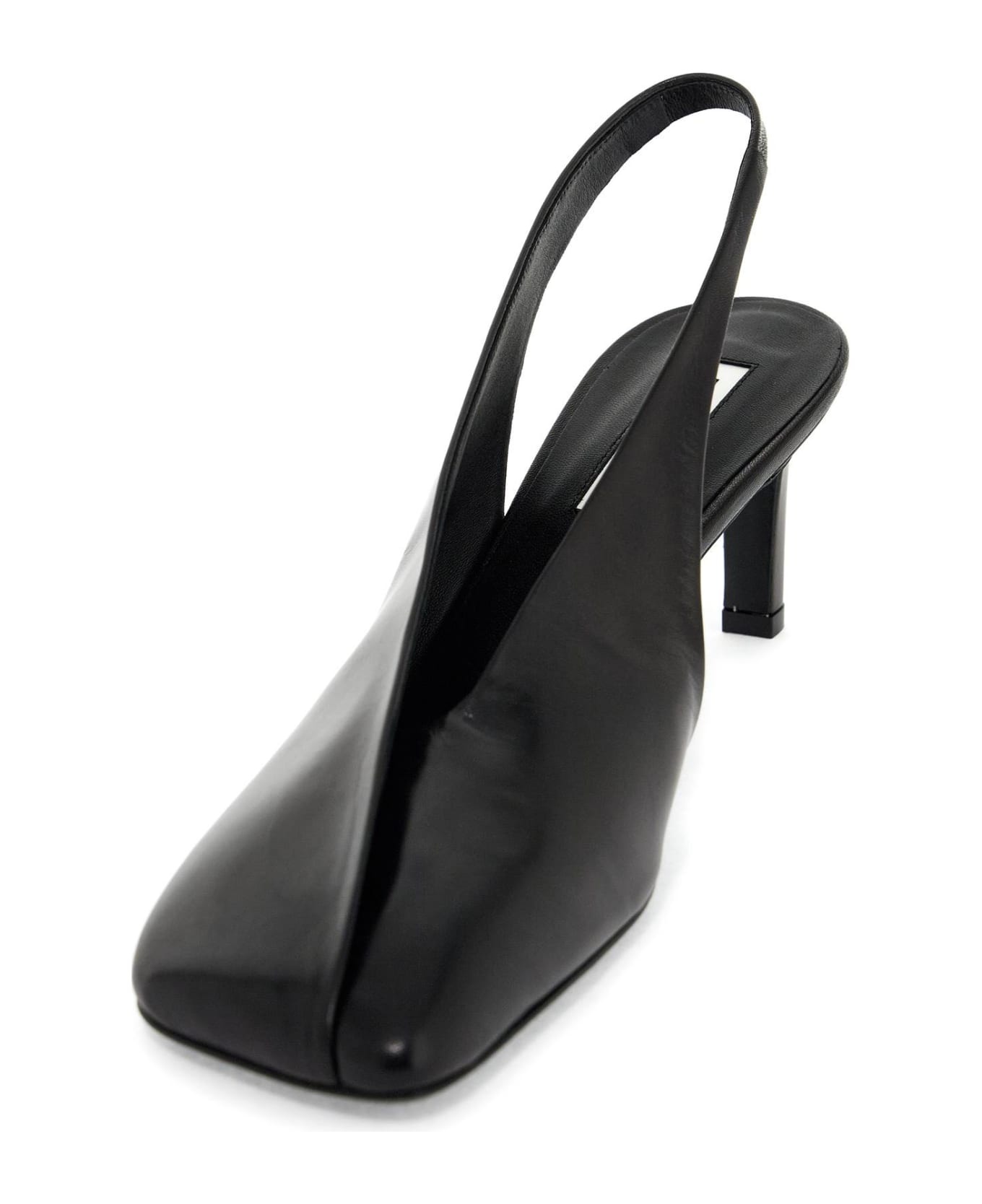 Shiny Leather Slingback Pumps - 4
