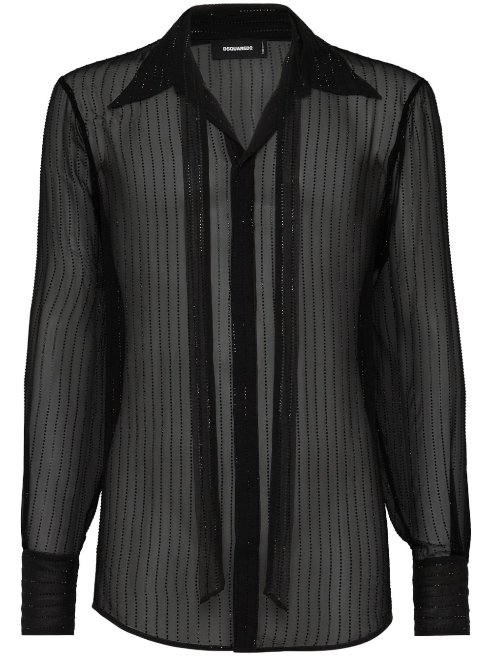 crystal-embellished sheer shirt - 1