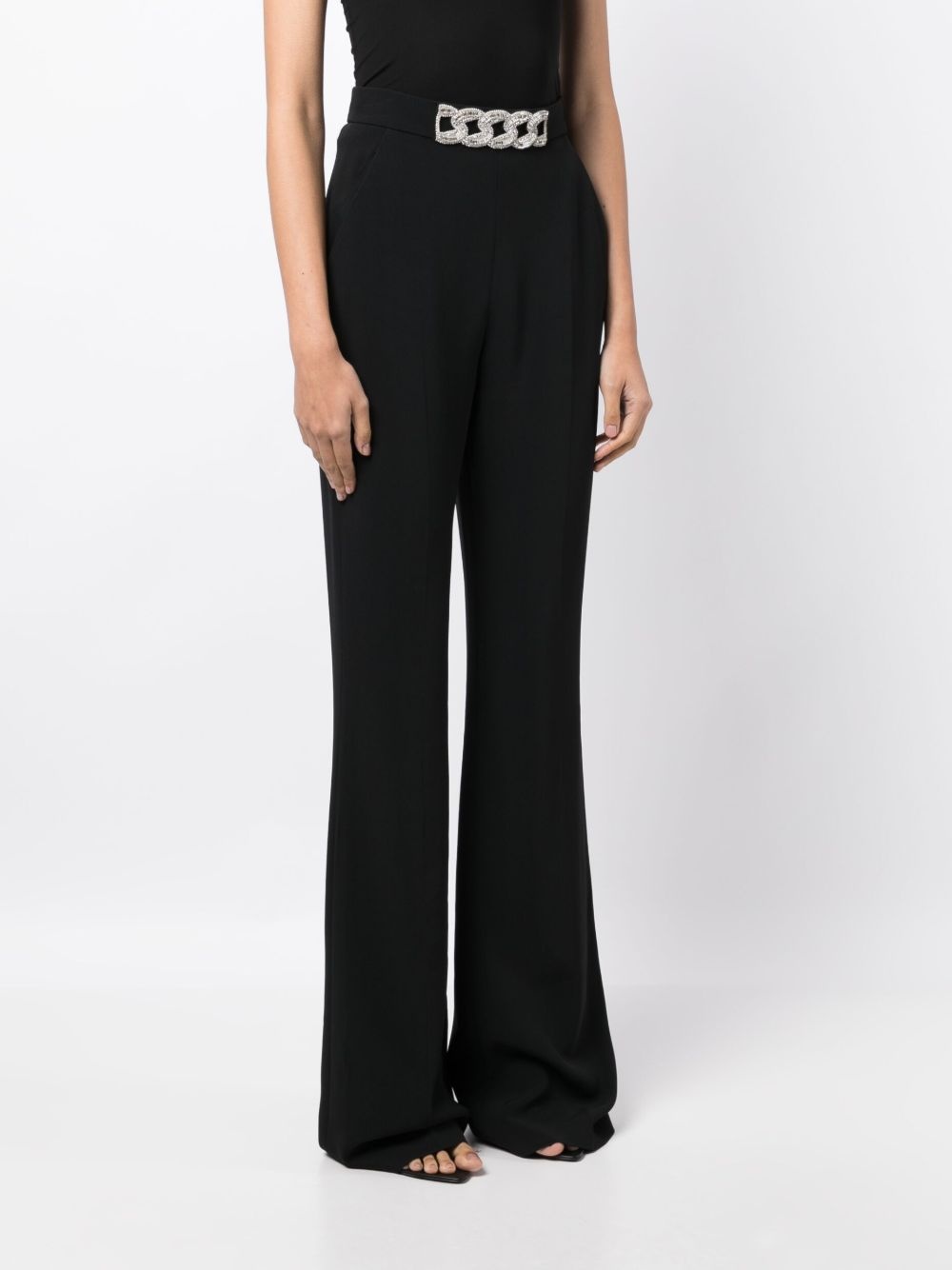 chain-detail high-waisted flared trousers - 3