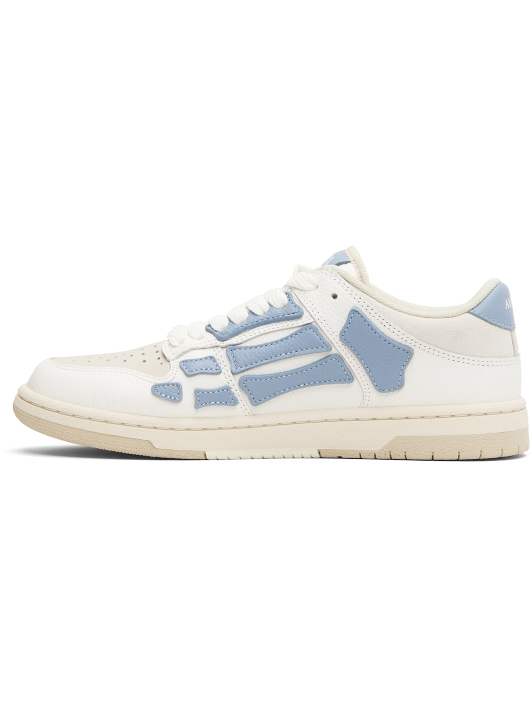White & Blue Skel Top Low Sneakers - 3