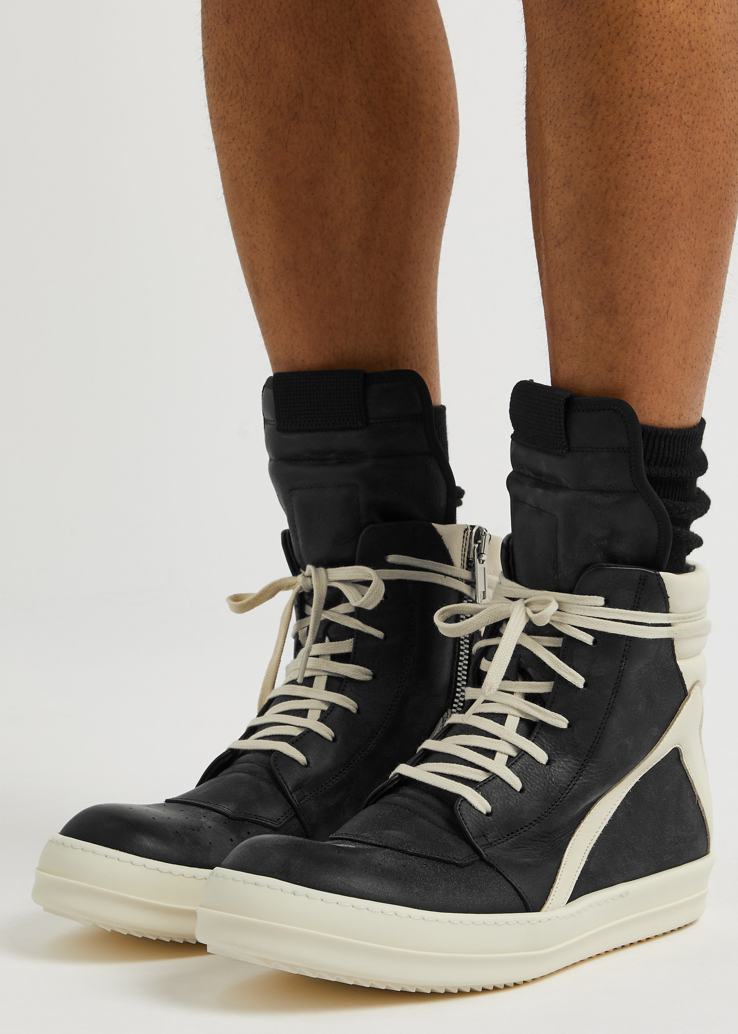 Geo Basket panelled leather hi-top sneakers - 5