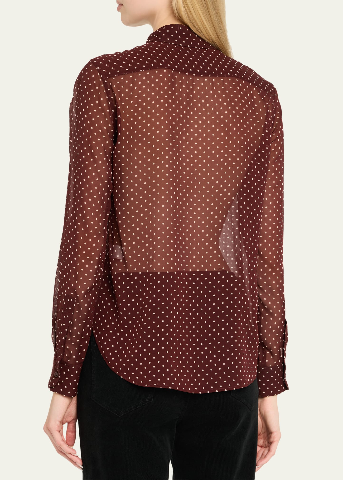 Gaia Polka-Dot Silk Slim Button-Down Shirt - 3
