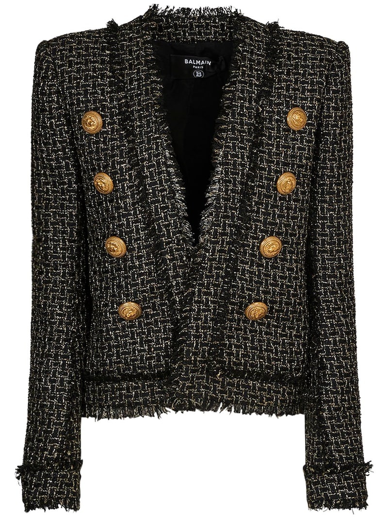 Lurex tweed collarless jacket - 1