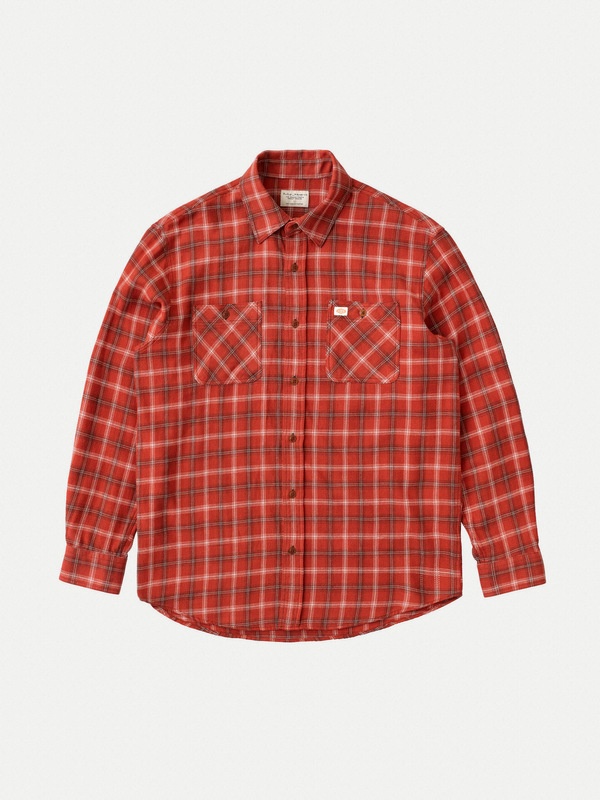 Filip Flannel Lumber Check Poppy Red - 1