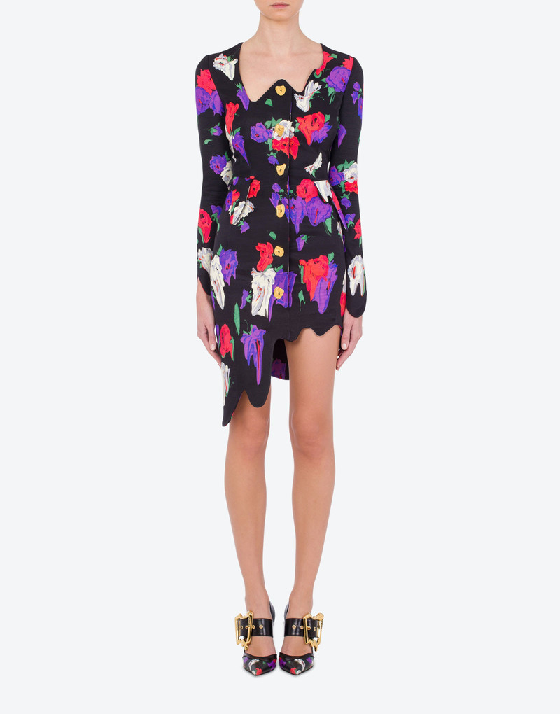 Moschino ALLOVER MORPHED FLOWERS OTTOMAN DRESS outlook