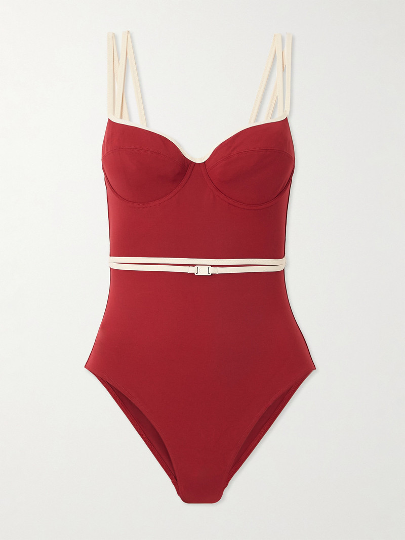 Reinette Gia Belted Two-tone Swimsuit 1