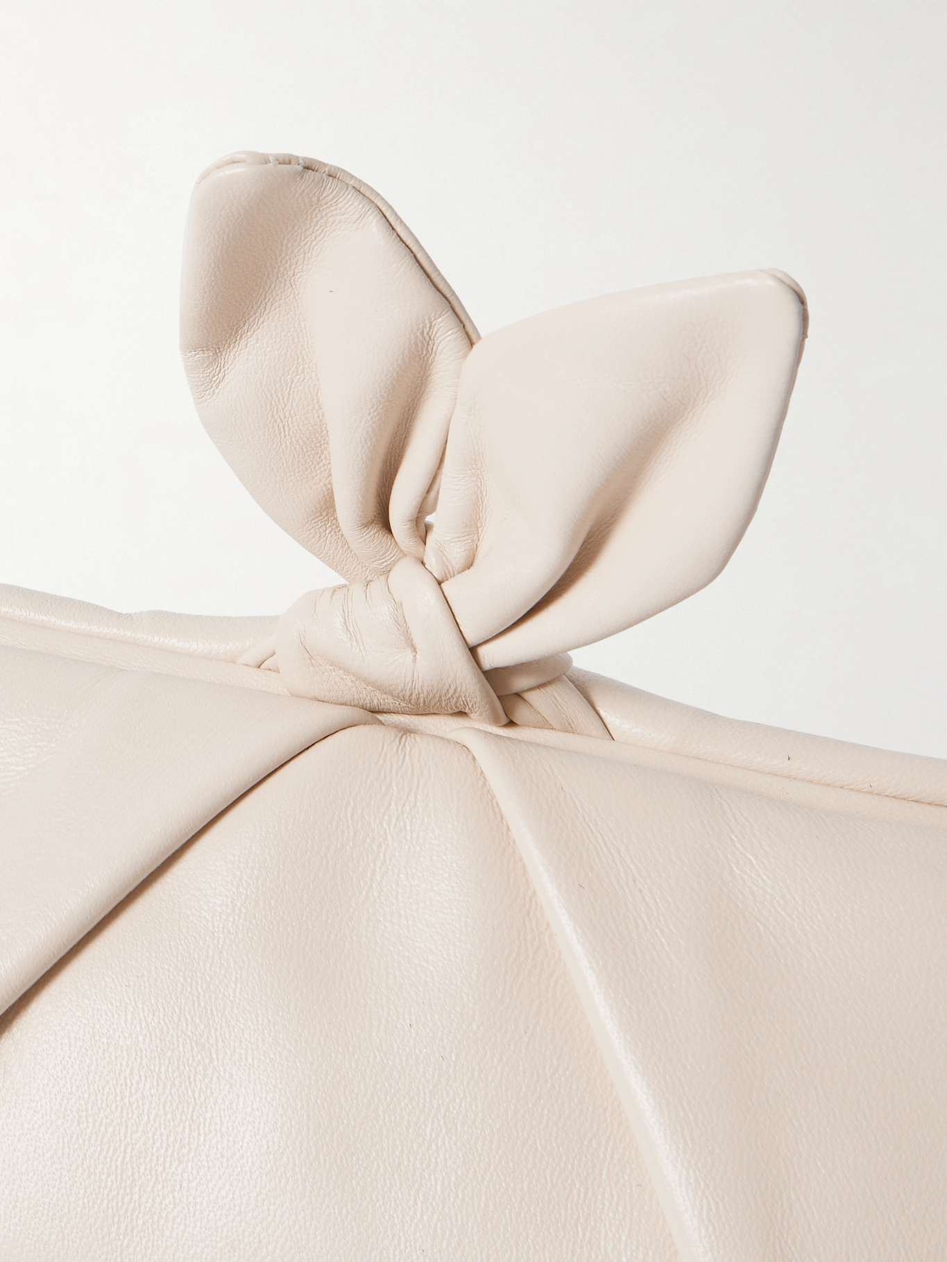Bow-detailed leather clutch Ivory - 4