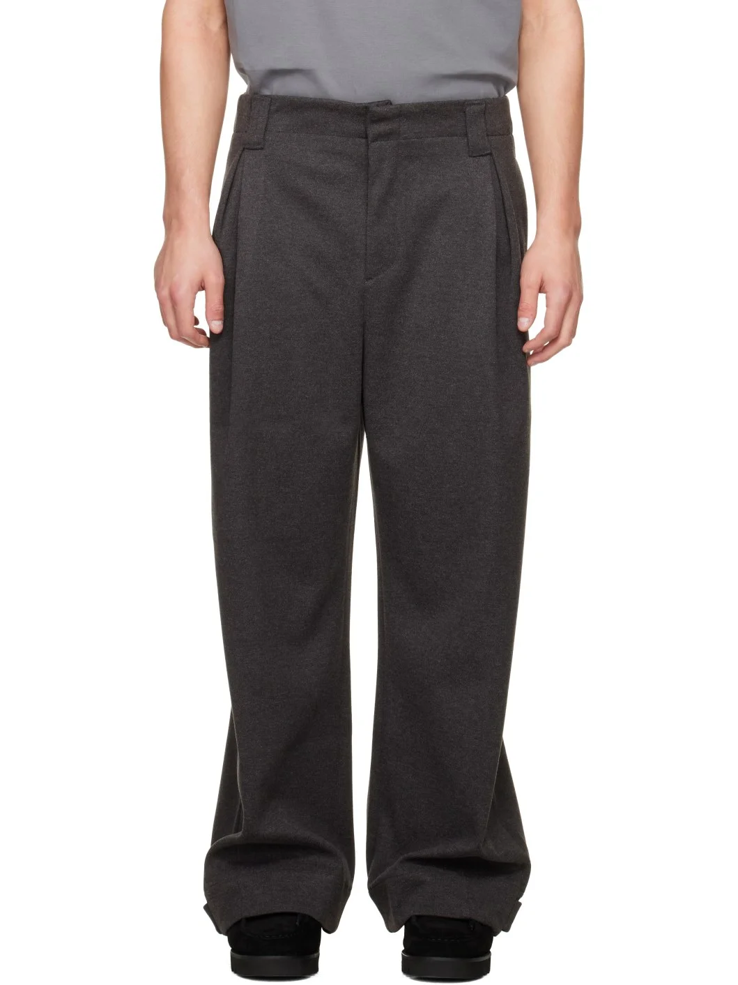 Gray Pull On Trousers - 1
