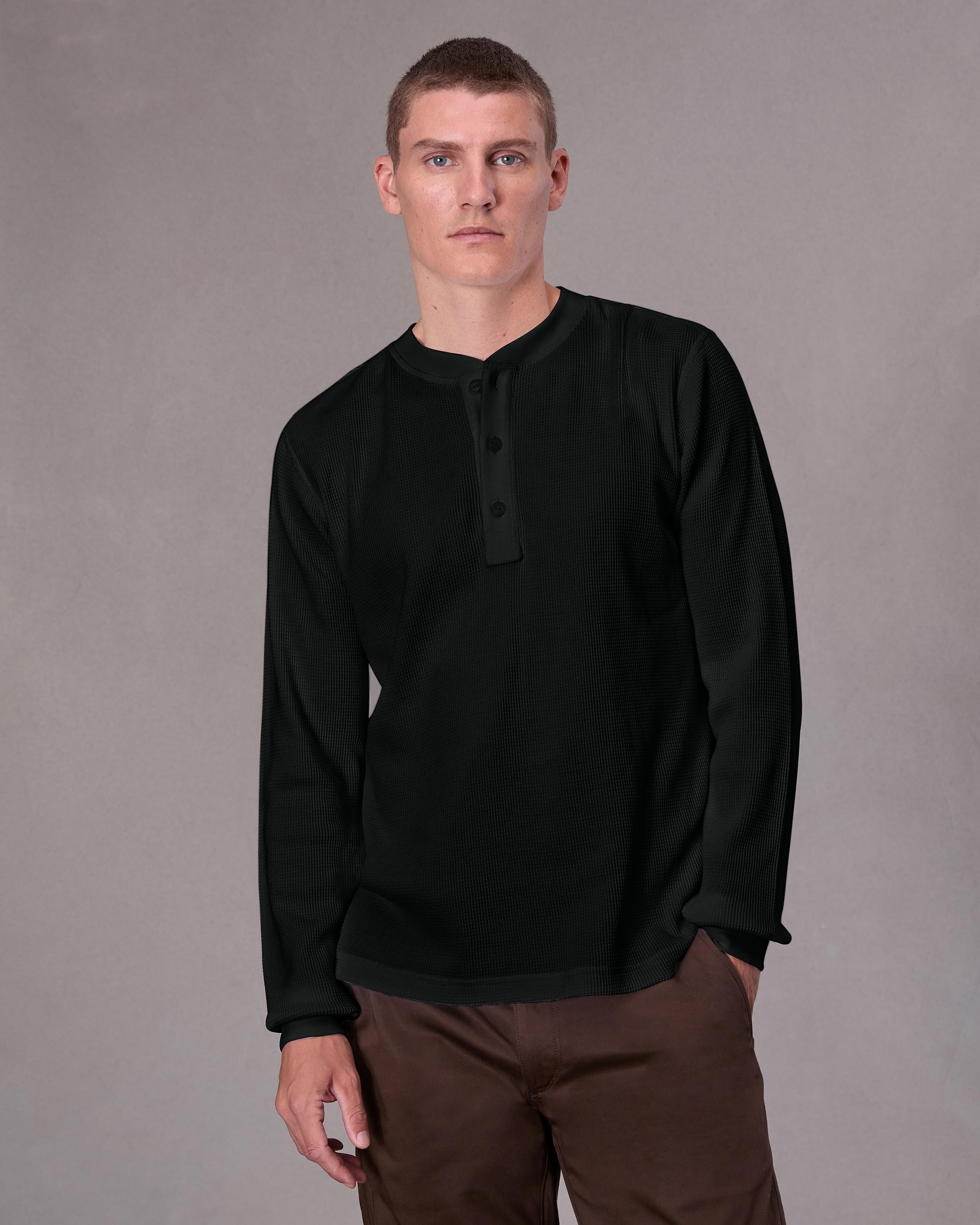 Waffle Cotton Henley - 2
