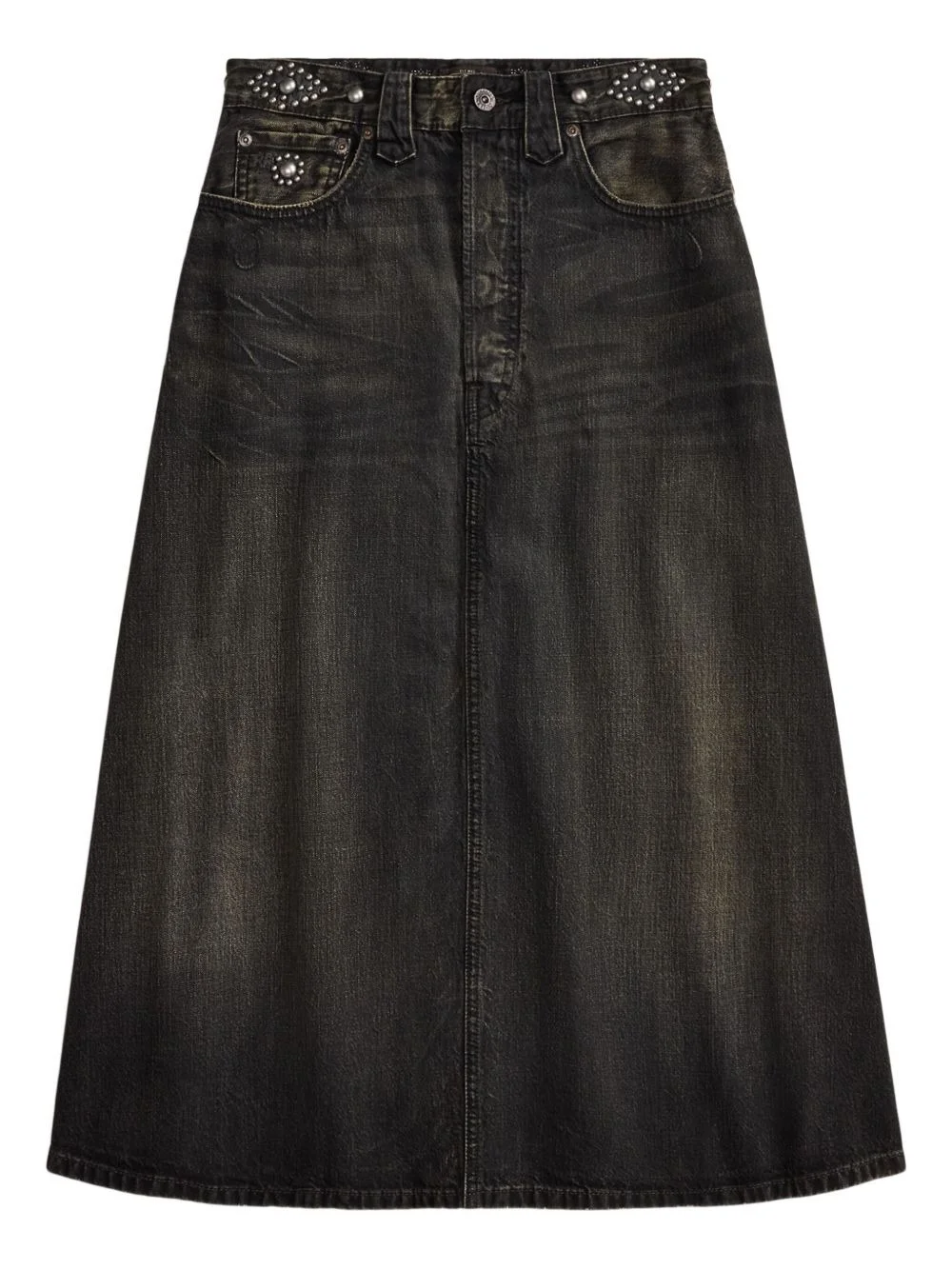 studded denim A-line skirt - 1