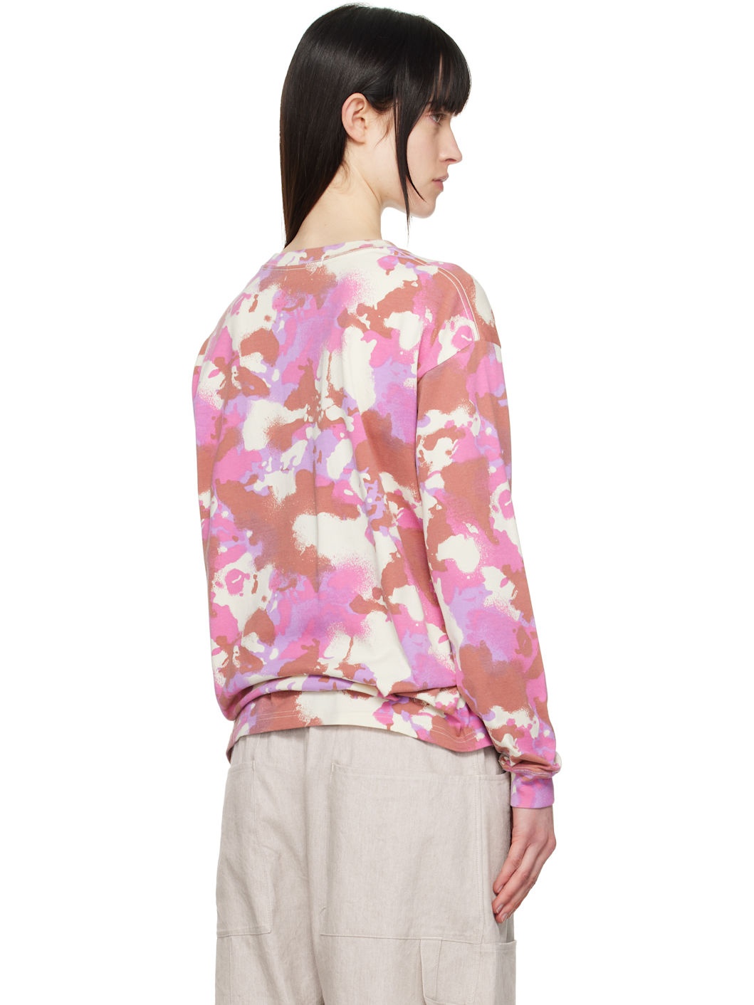 Pink Map Camo Long Sleeve T-shirt - 3