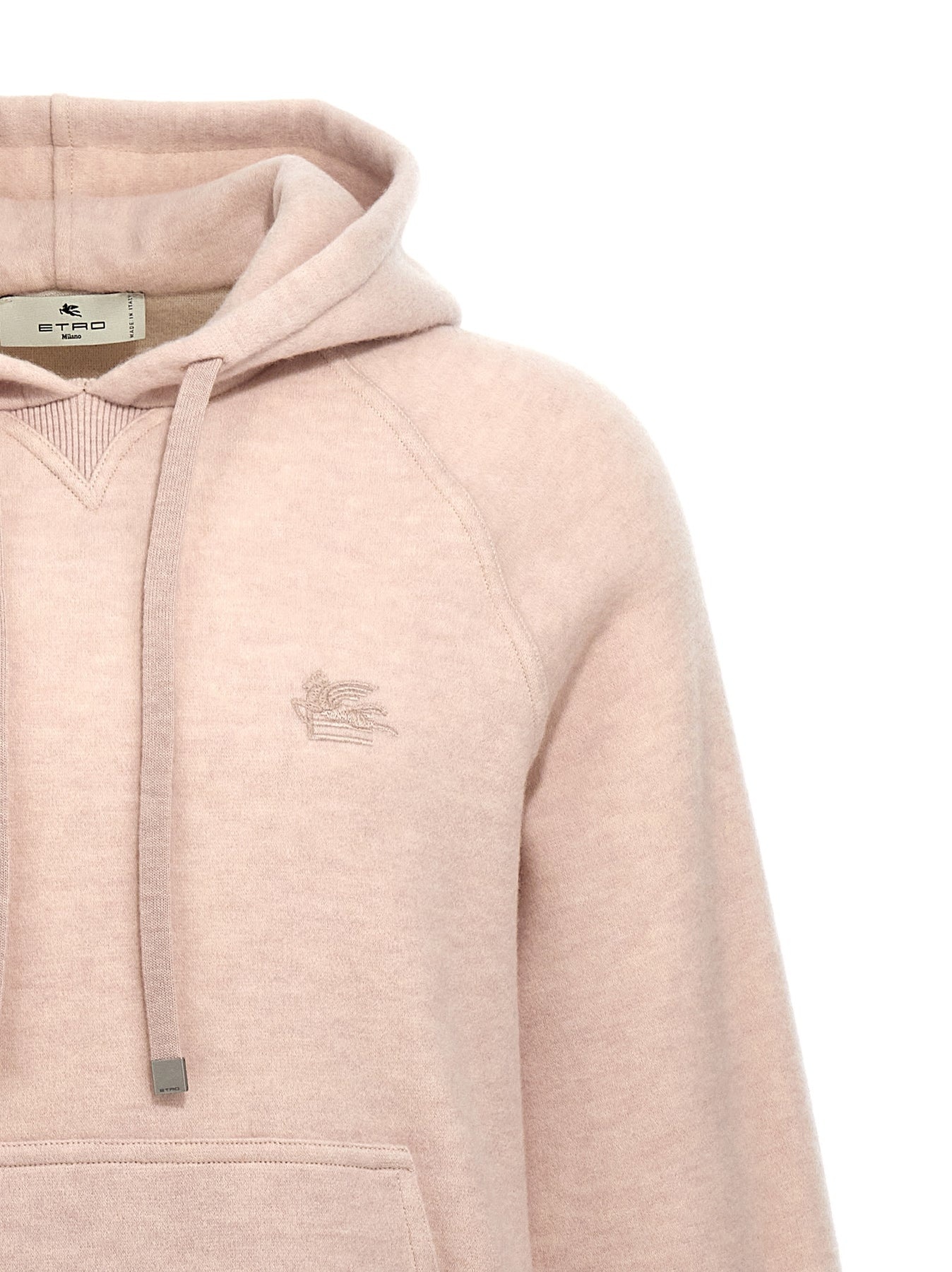 Etro Logo Embroidery Wool Hoodie Sweatshirt Beige