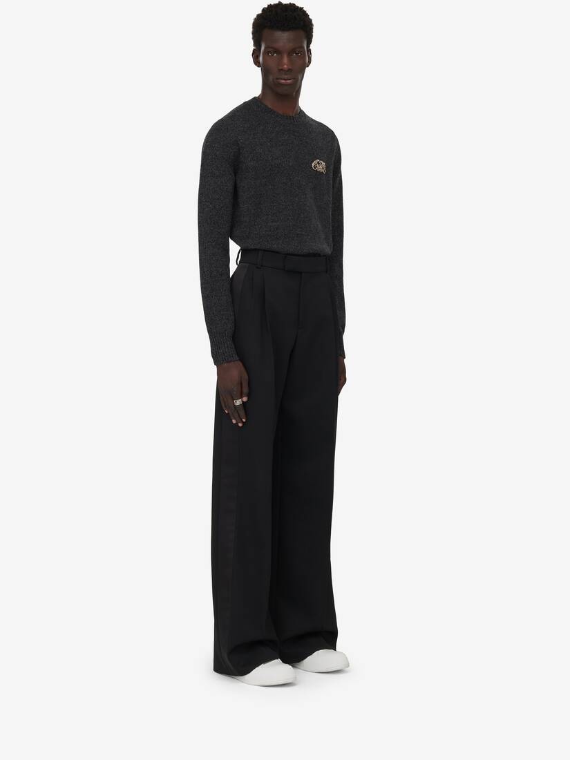 Men's Pleated Baggy Trousers in Black - 3