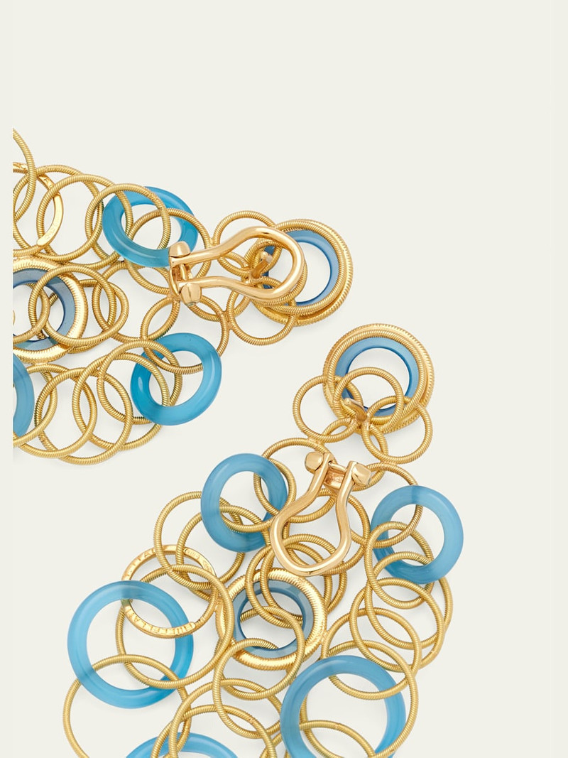 Buccellati Hawaii 18K Gold and Calcedony Pendant Earrings, 7 cm outlook