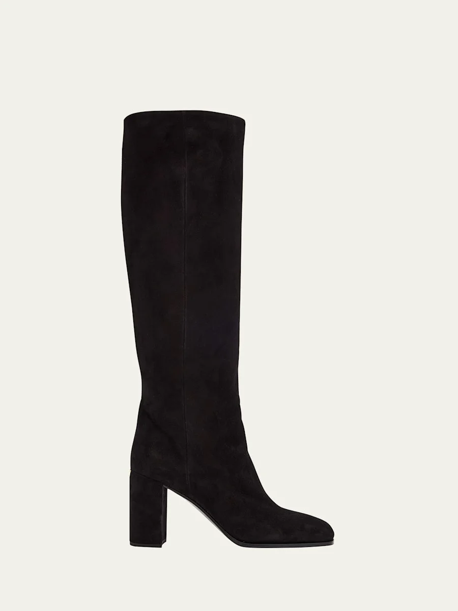 Suede Knee-High Boots - 1