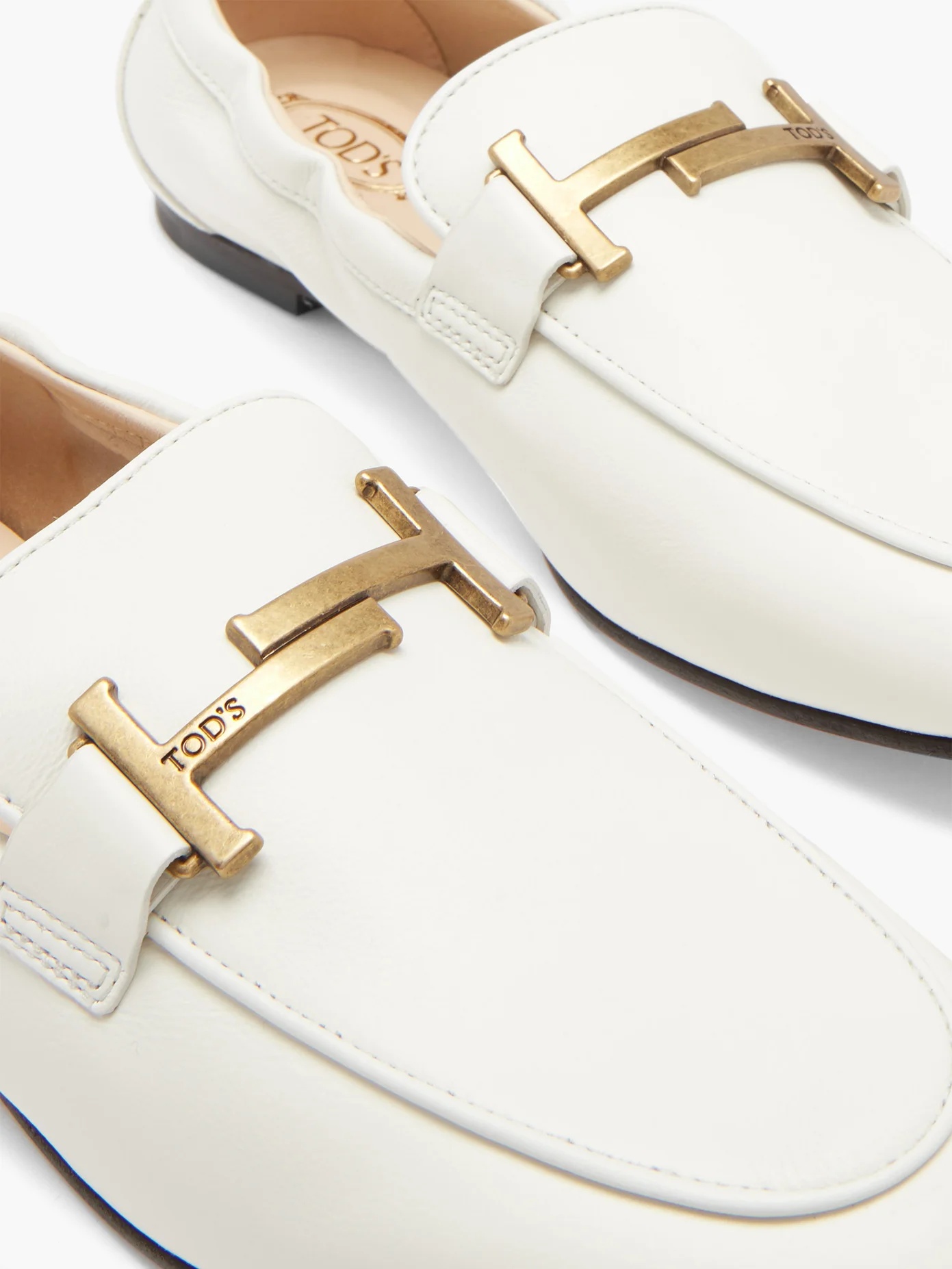 T-logo leather loafers - 6