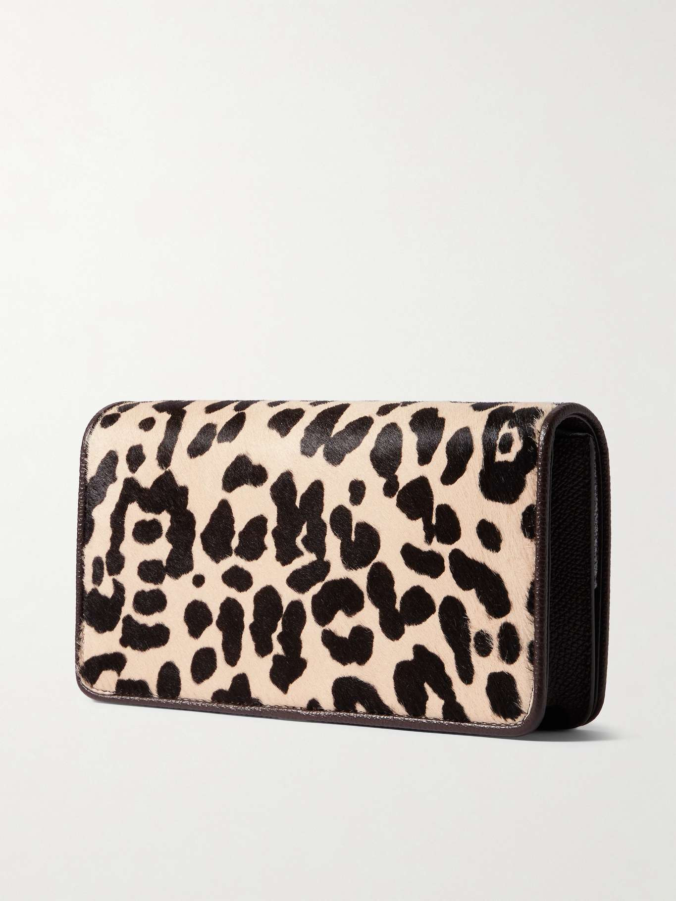 VLogo Signature mini leopard-print calf hair and textured-leather shoulder bag Leopard print - 3