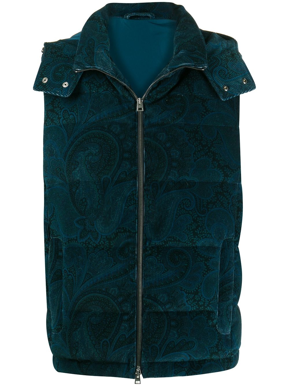 paisley print hooded gilet - 1