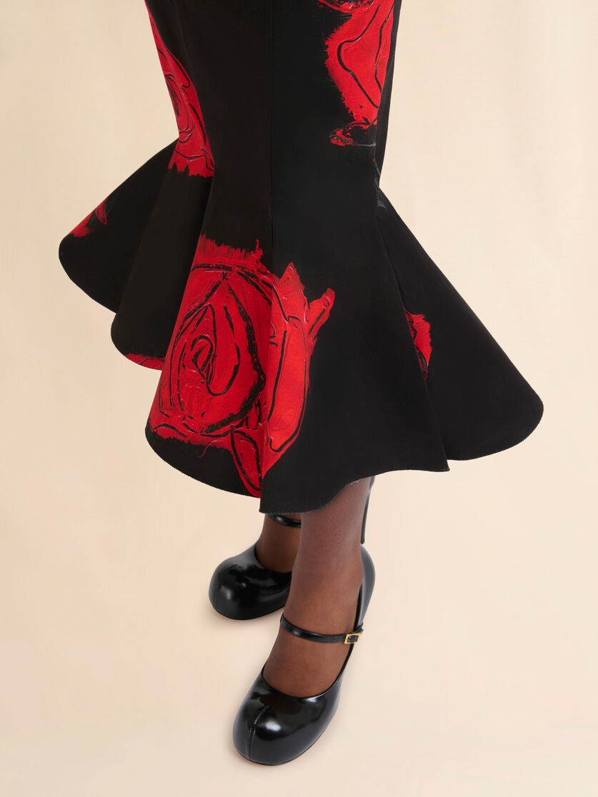 BLACK POPLIN DRESS WITH JUNO PRINT - 5