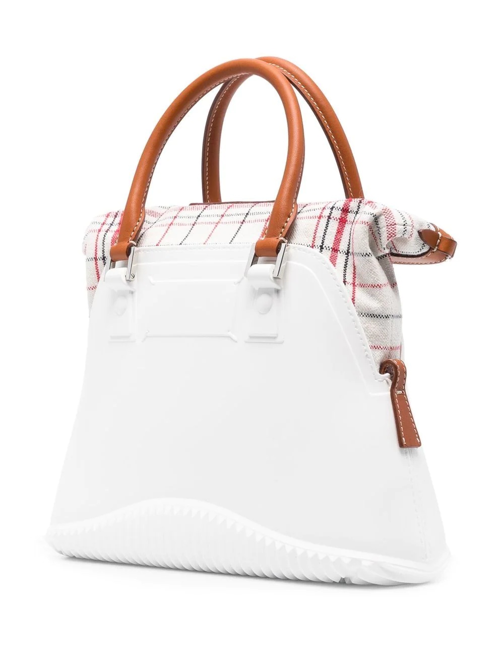 plaid-check print detail tote bag - 4