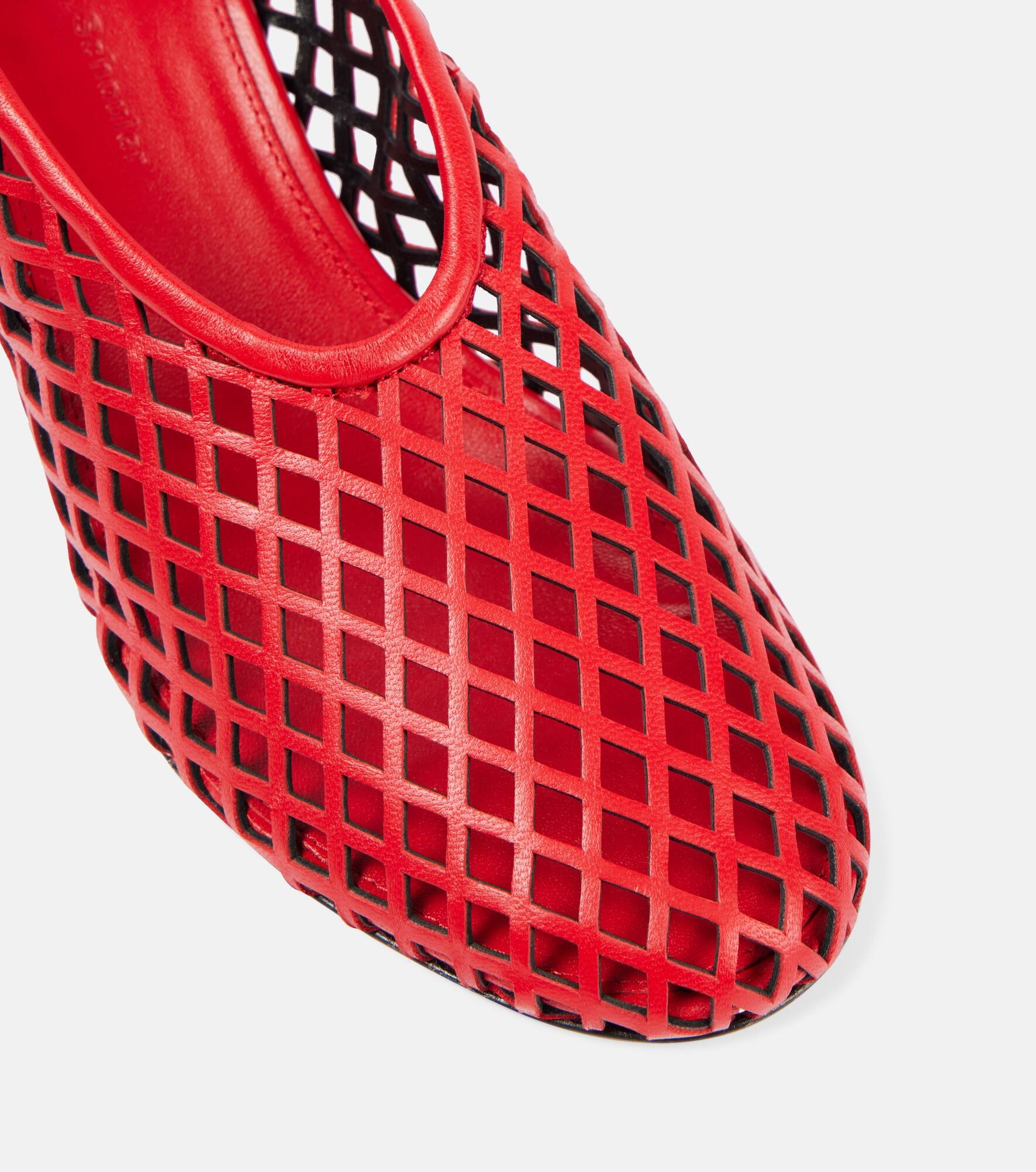 Tee leather mesh slingback pumps - 5