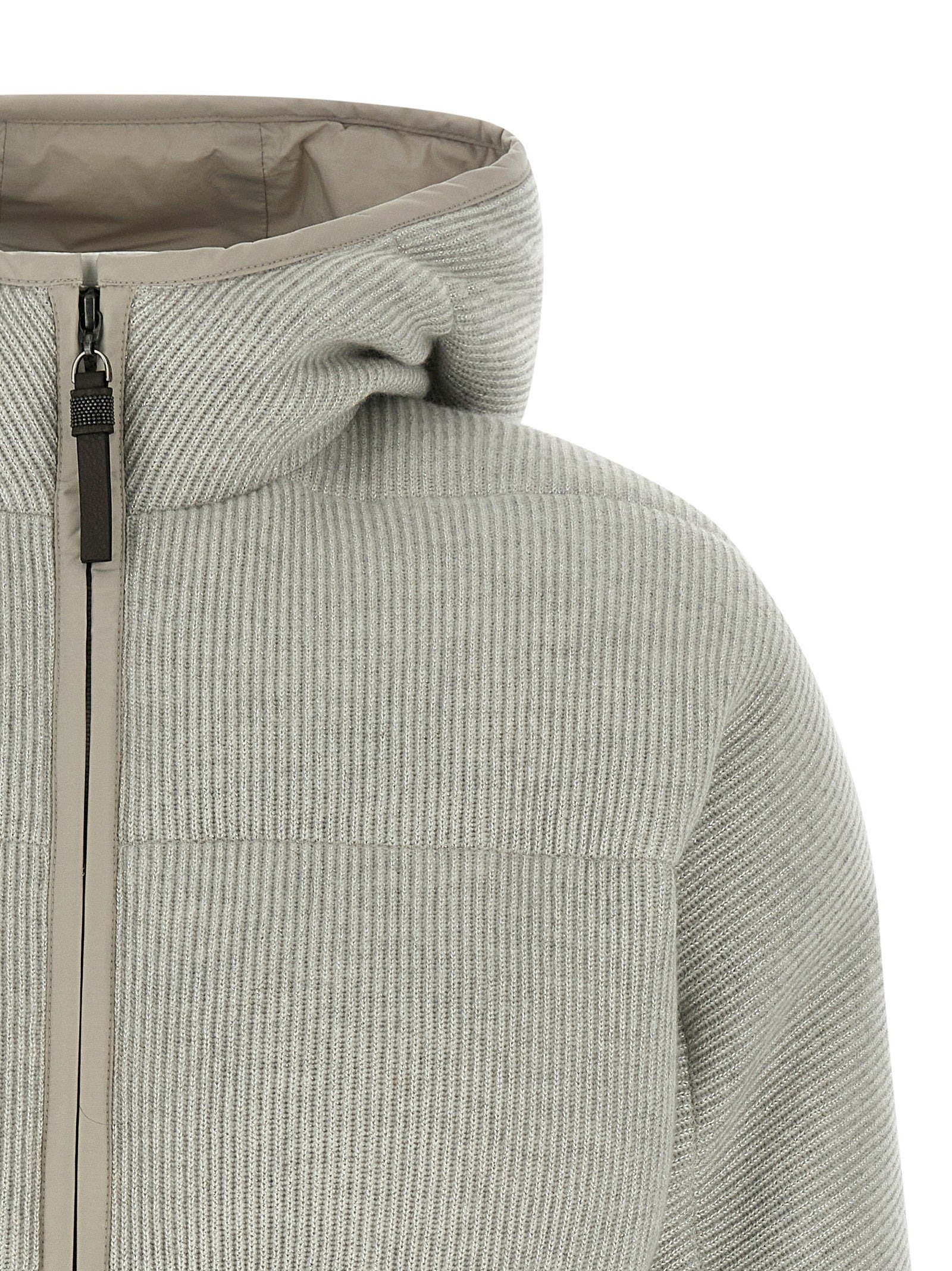 Lame Wool Down Jacket Puffer Jackets Silver - 3