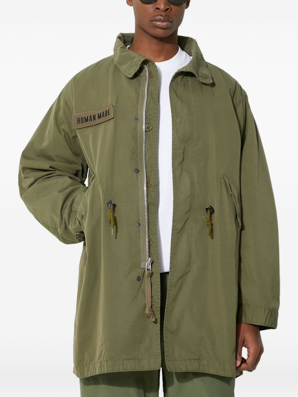 logo-patch drawstring parka - 1
