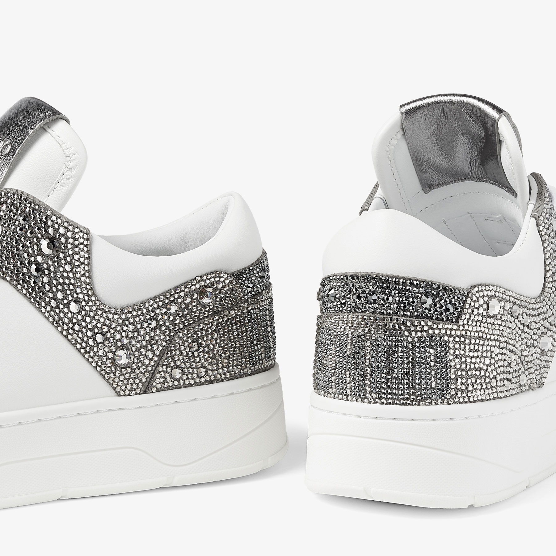 Florent/F
White Leather and Shimmer Suede Trainers with Crystals - 3