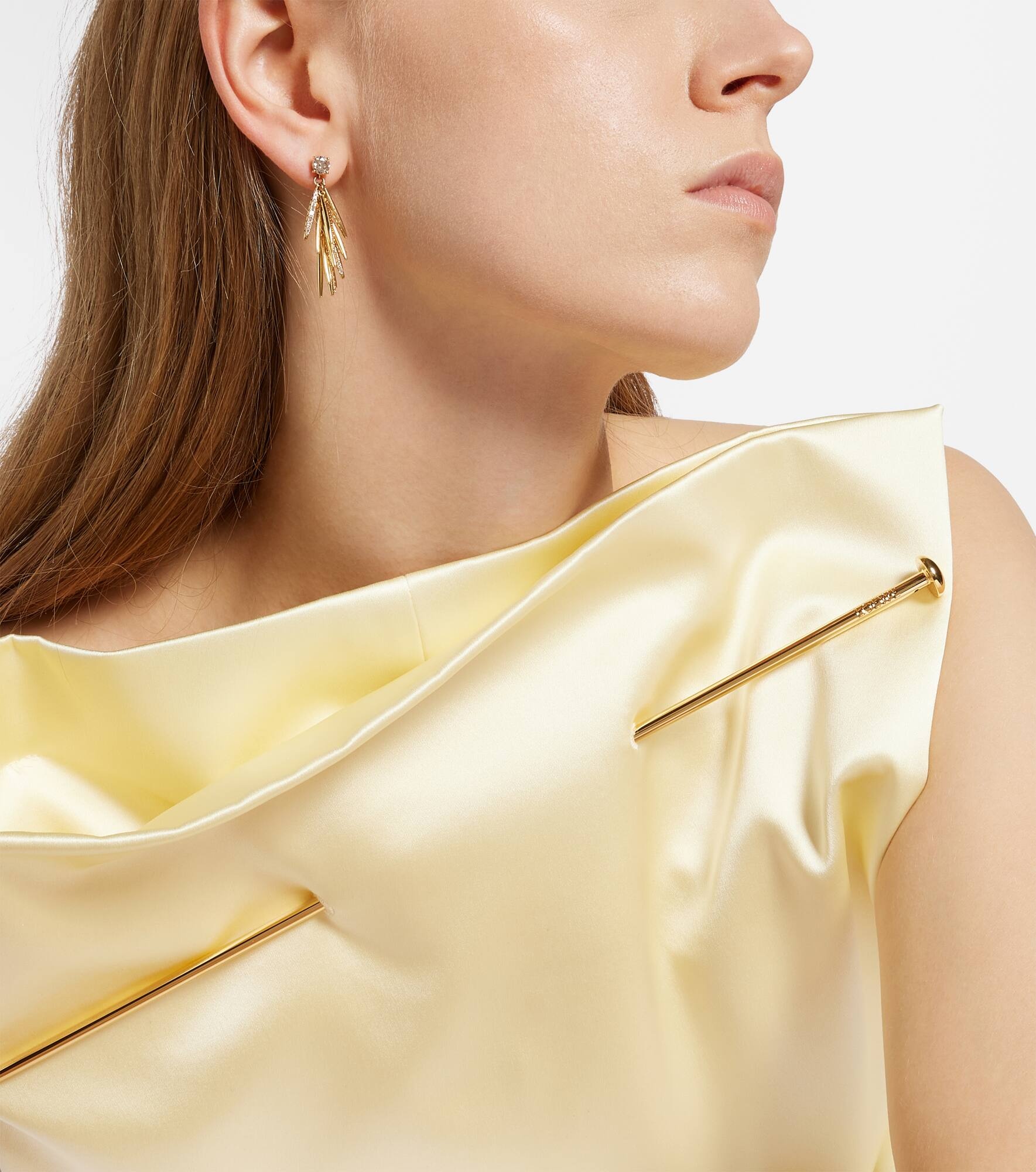 Grass Sunshine Drop 18kt gold earrings with diamonds - 5
