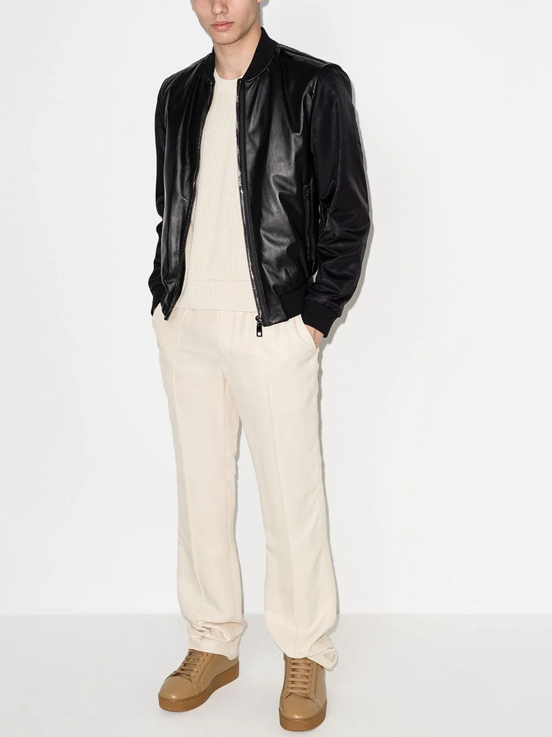 panelled leather bomber jacket 5