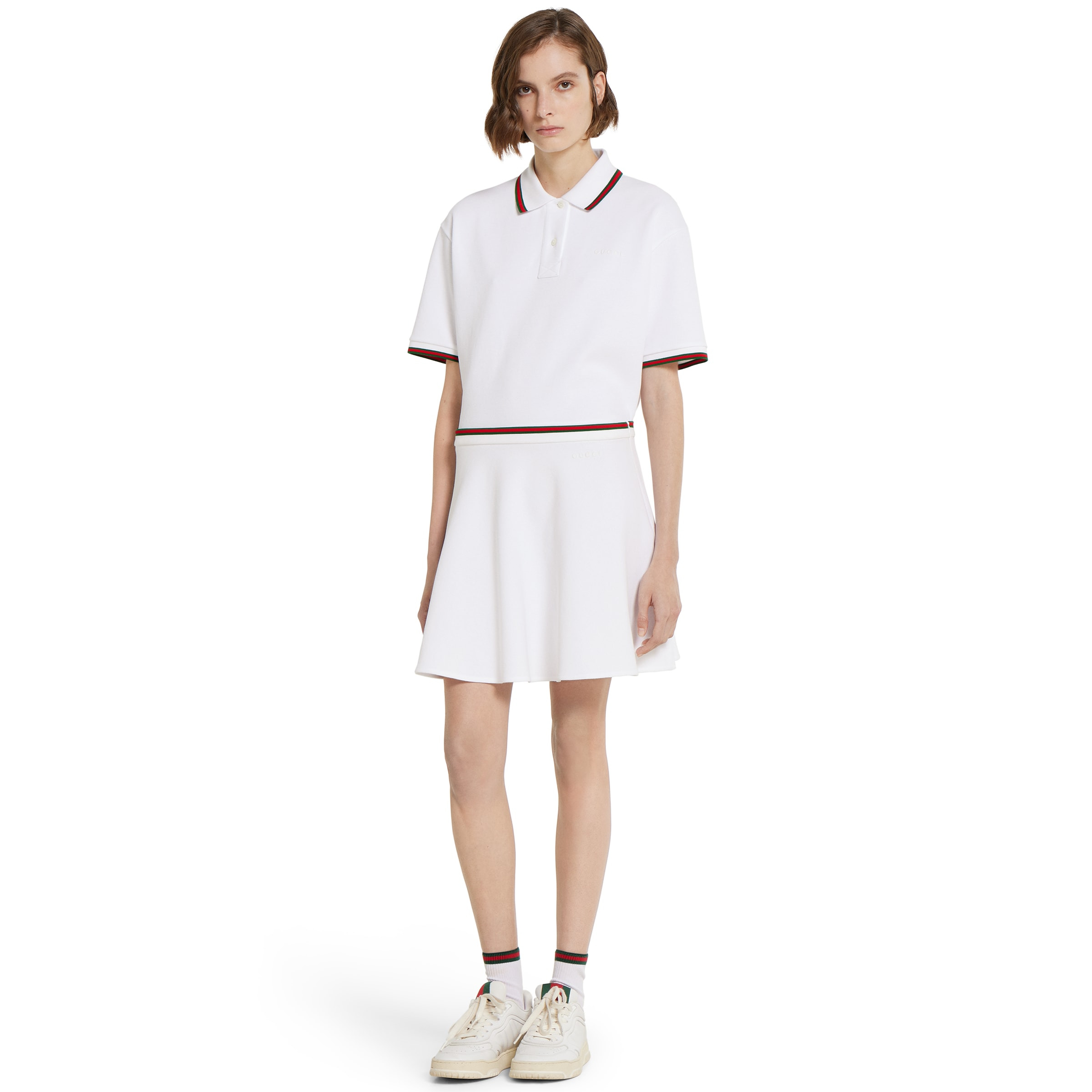 Cotton piquet skirt with Web - 3