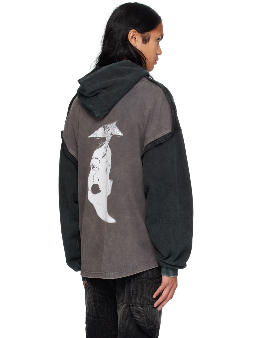 Black Raw Edge Hoodie - 3