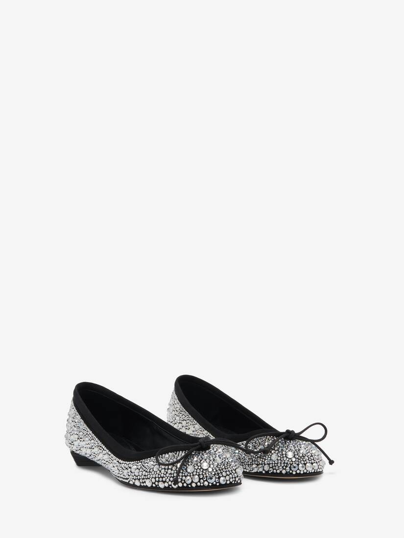 Women's Armadillo Ballet Flat in Crystal/black - 2