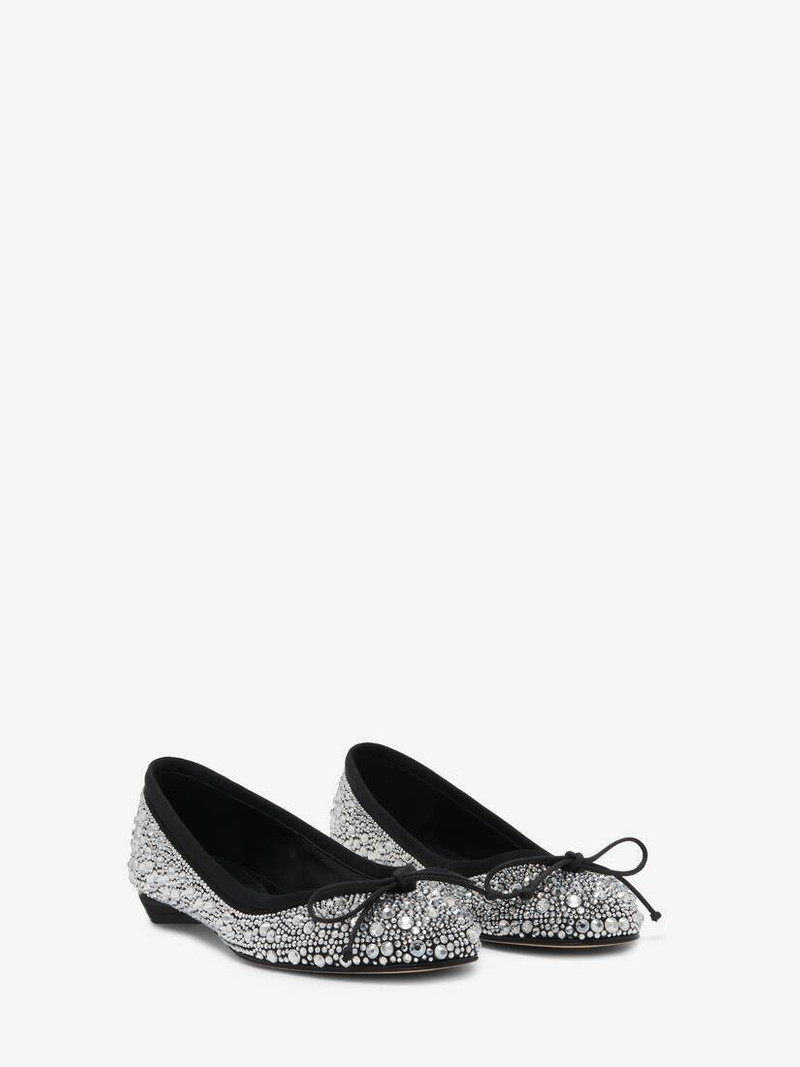 Women's Armadillo Ballet Flat in Crystal/black 2
