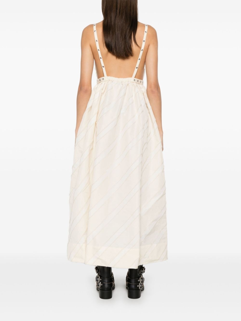 stripe-pattern midi dress - 4
