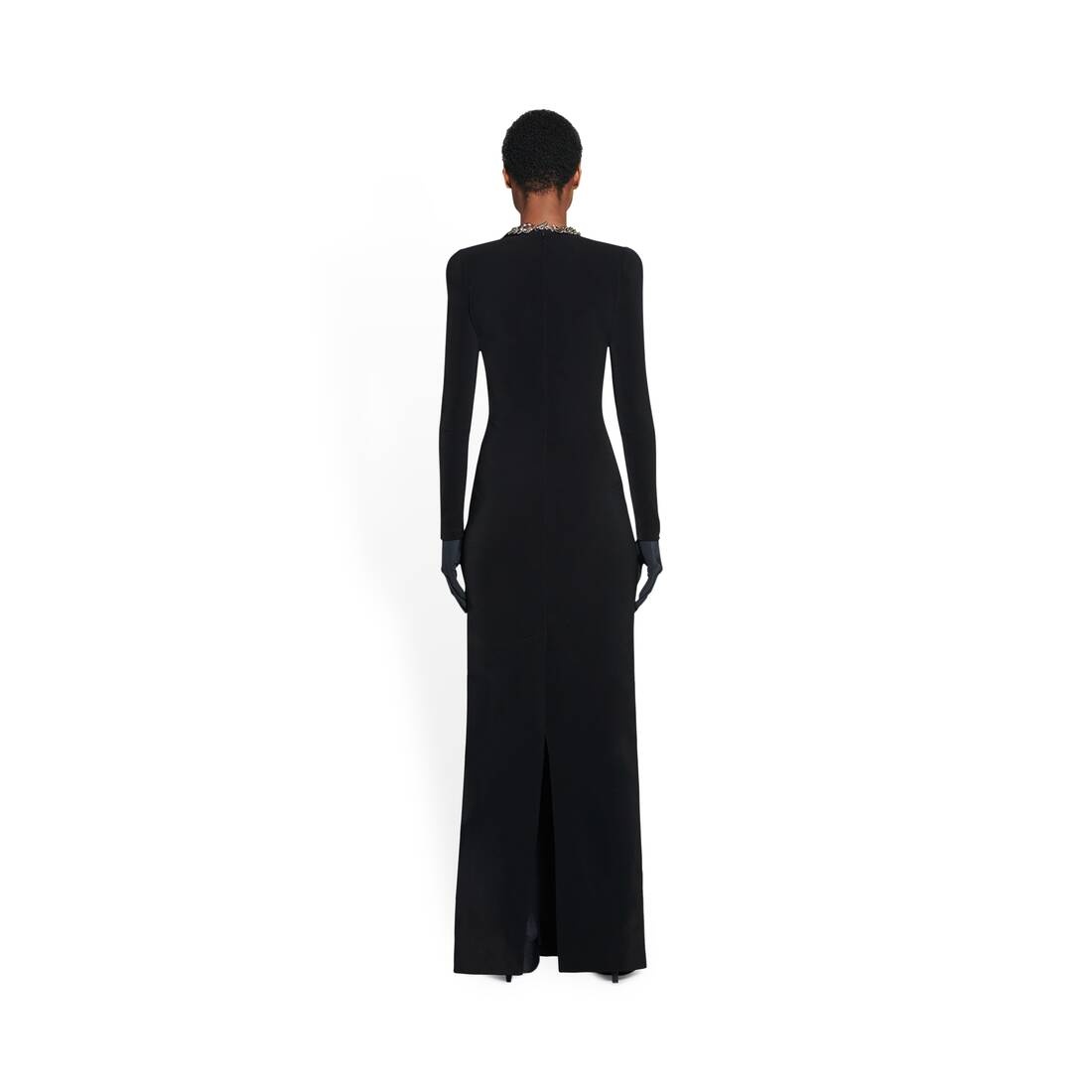 Women's Maxi Crewneck Dress in Black - 4
