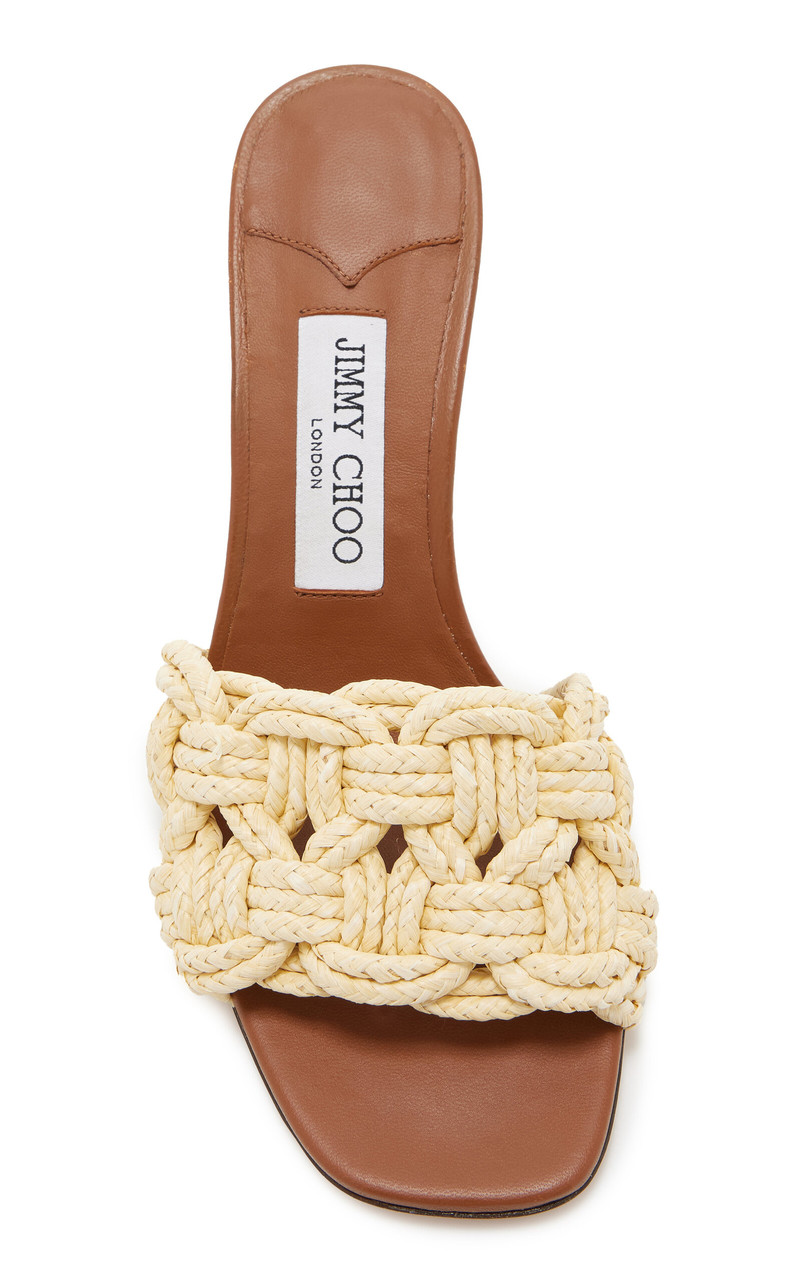JIMMY CHOO Chara Raffia Mules tan outlook