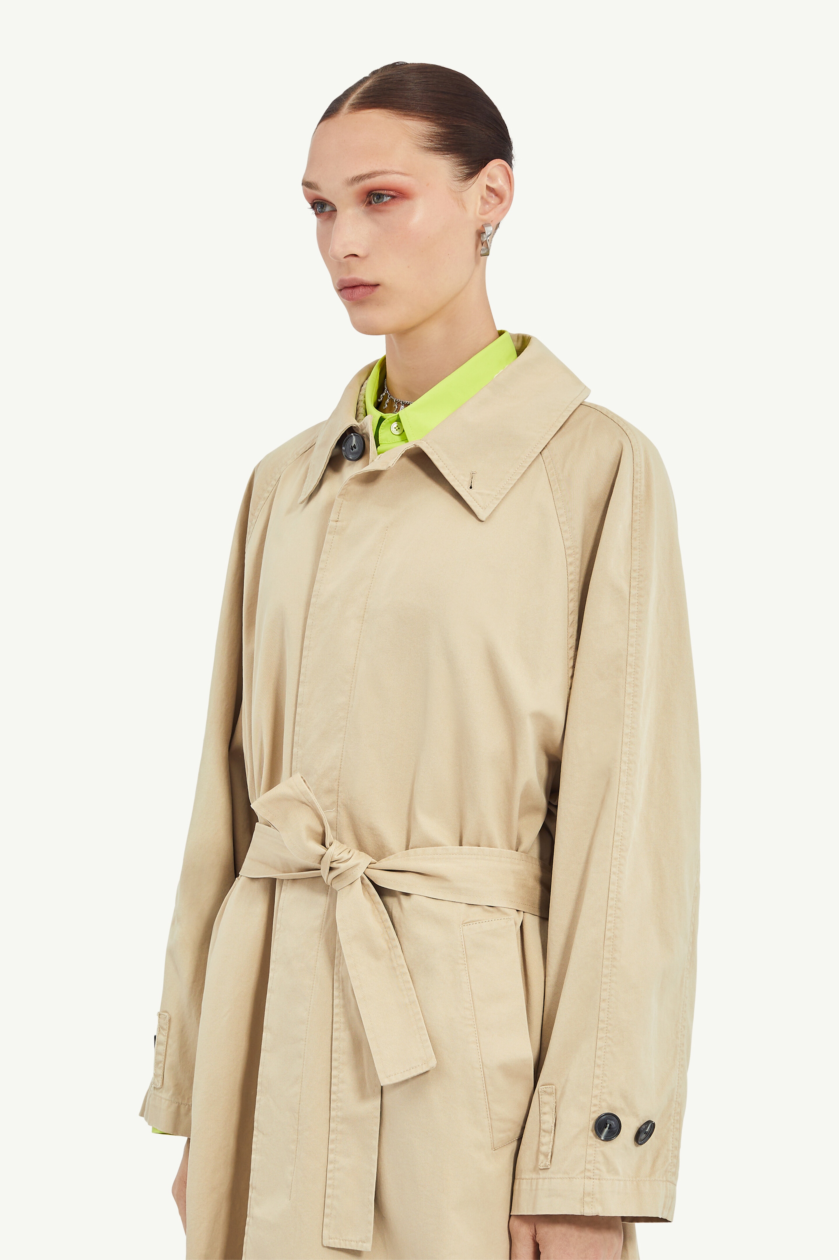 Raw Hem Trench Coat - 5