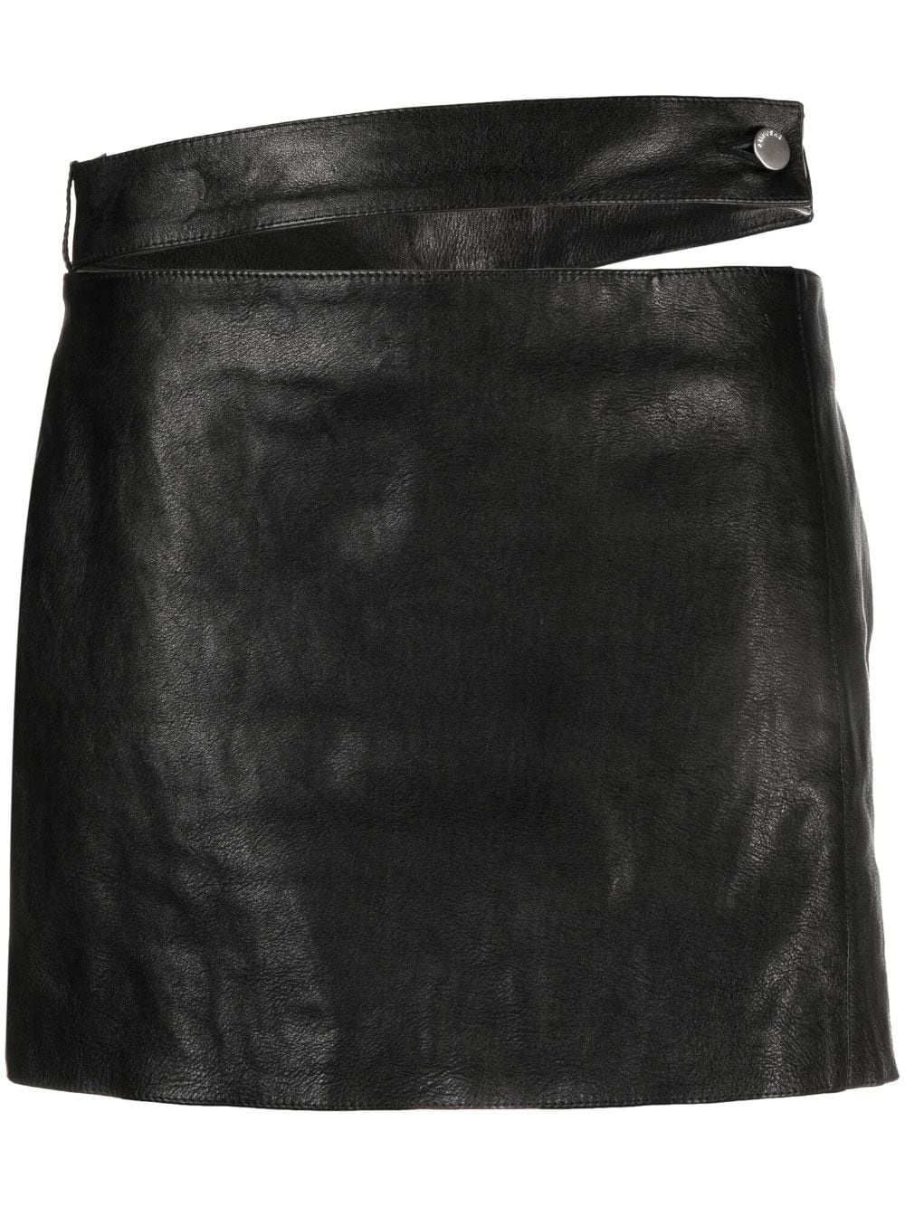 low-rise leather miniskirt - 1