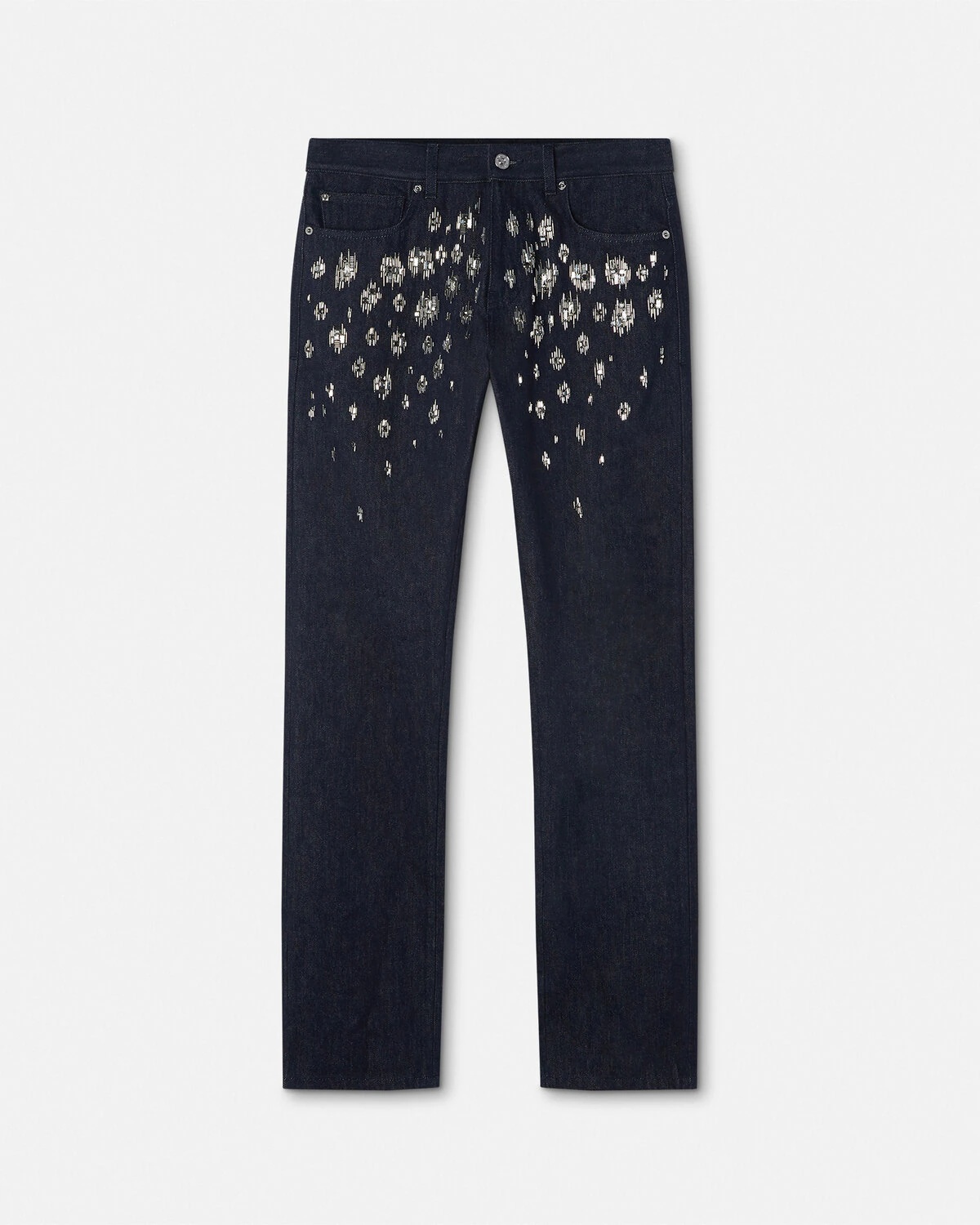 Embroidered Crystal Leopard Jeans - 1