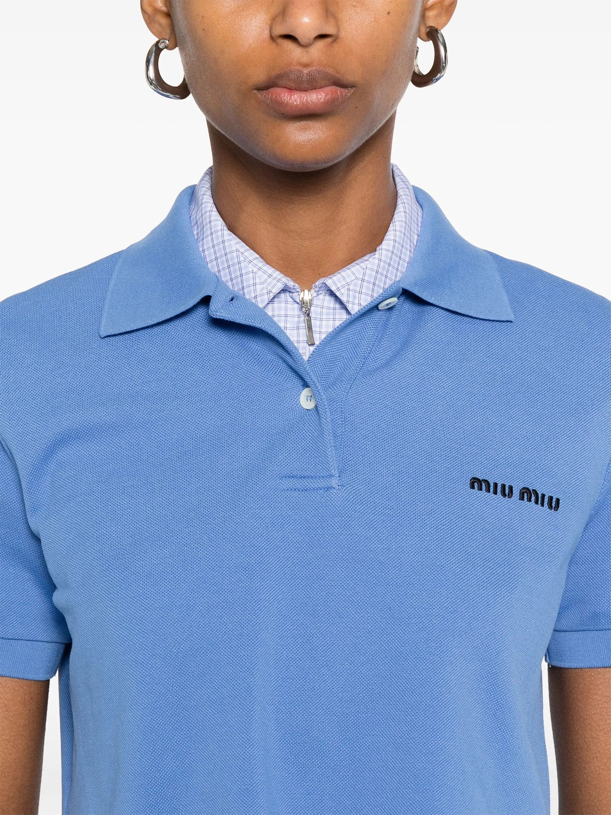 Miu Miu Logo-print Cropped Polo Top - 4