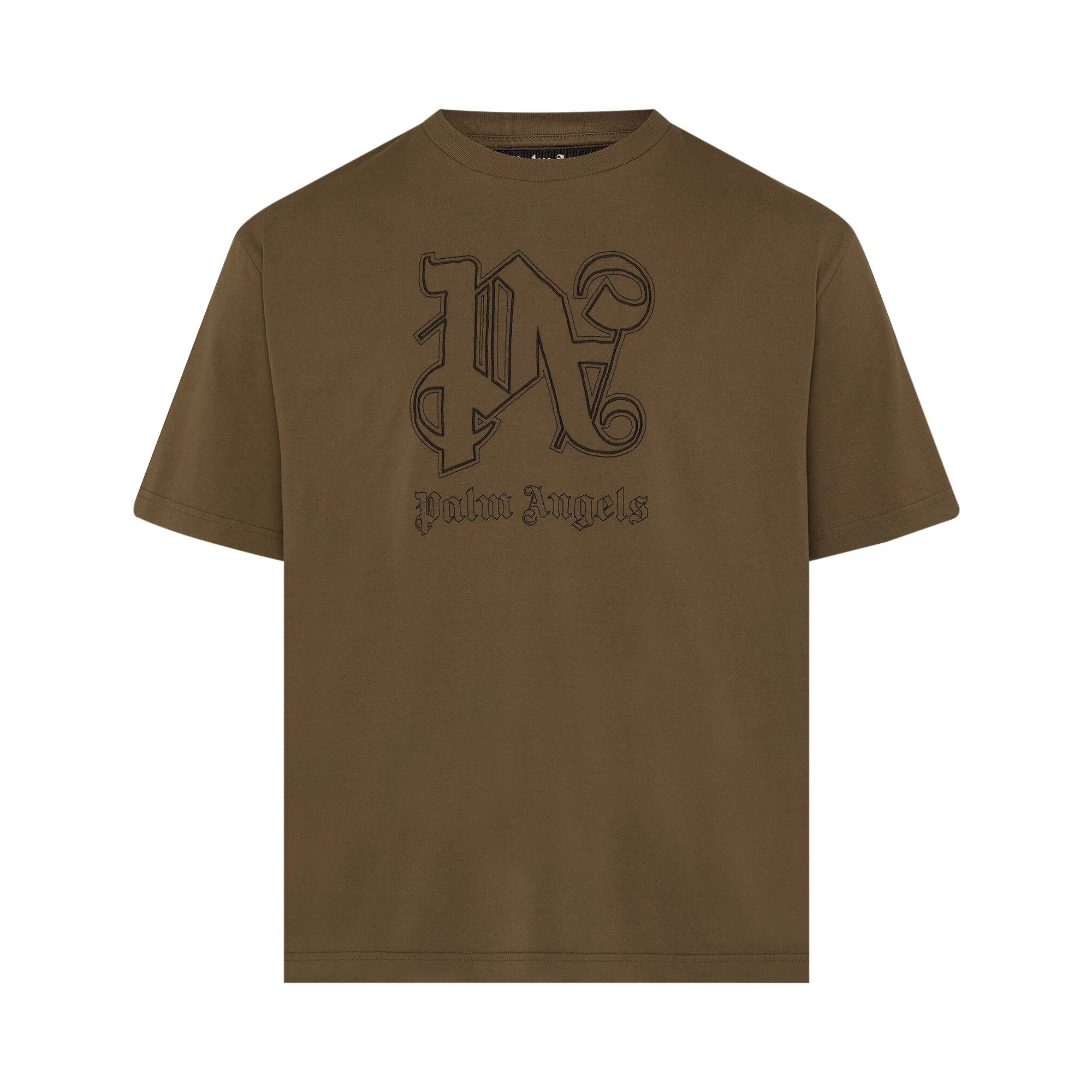 Palm Angels Monogram Statement Tee 'Brown/Black' - 1
