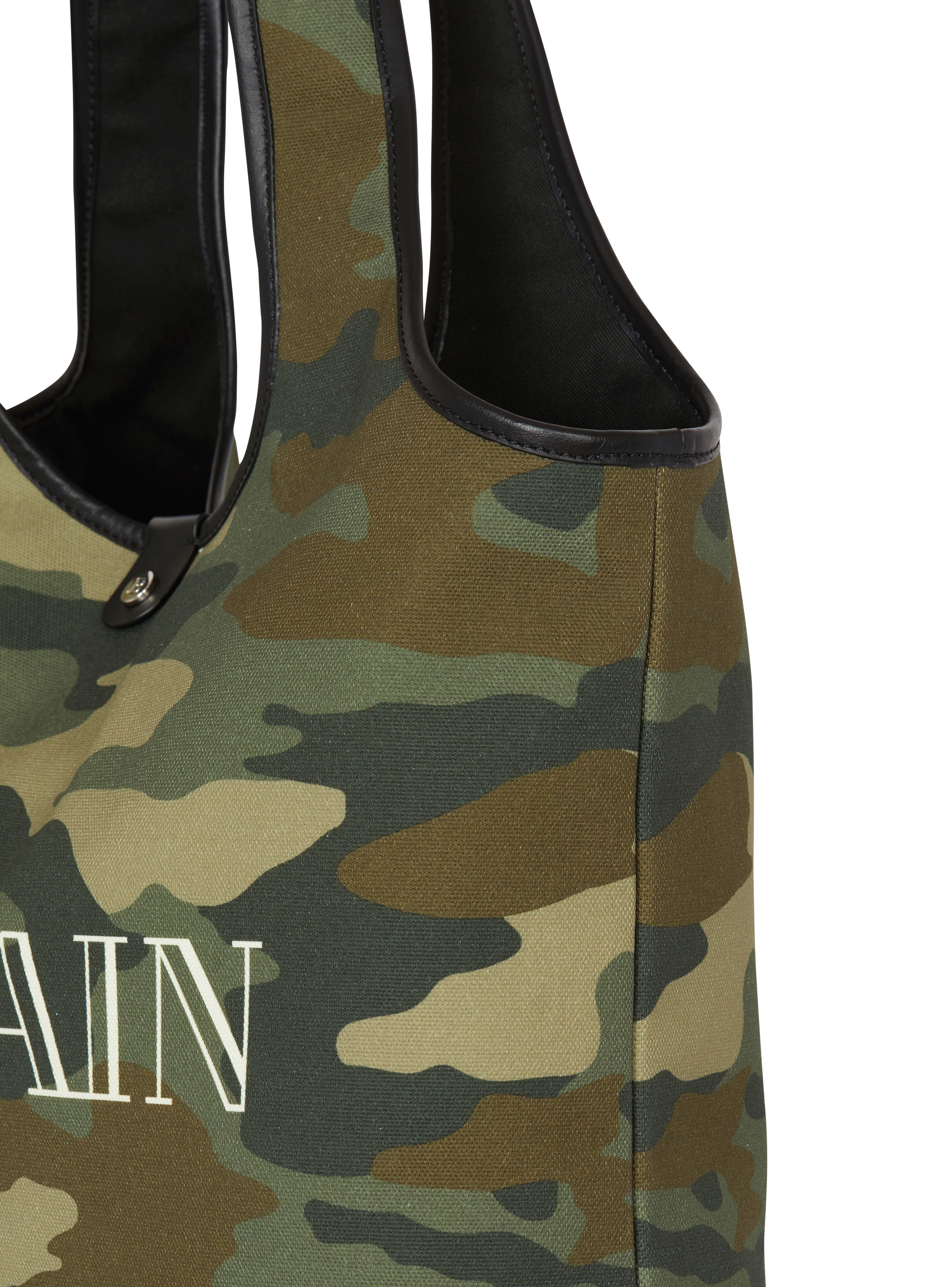 Camouflage canvas B-Army Grocery Bag with Vintage Balmain logo - 5