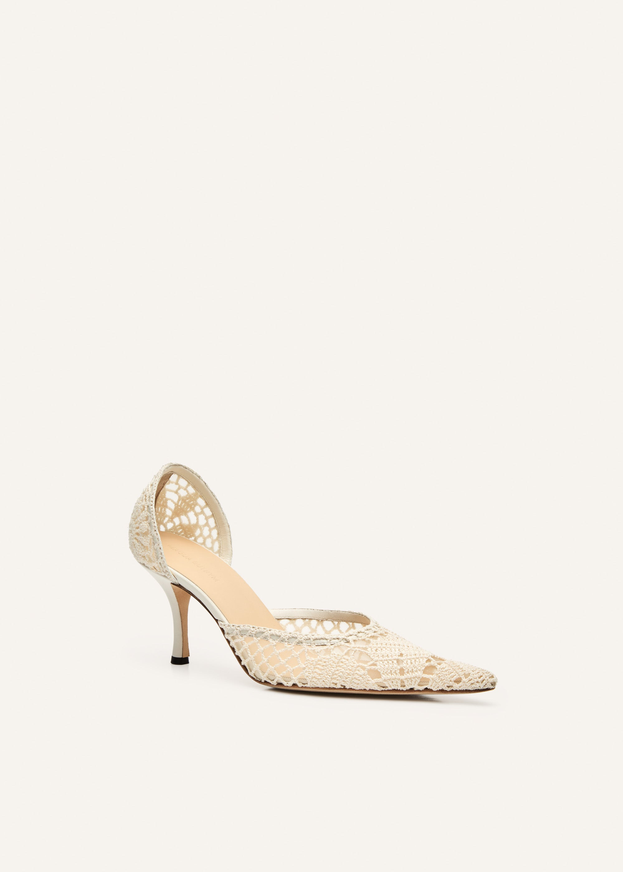 Kitten pointed crochet heels in cream - 2