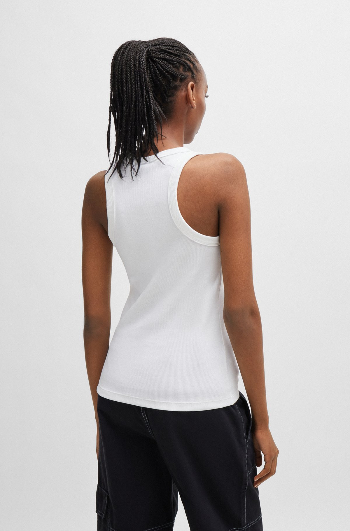 SLIM-FIT STRETCH-COTTON TOP WITH BLUE LOGO BADGE - 4