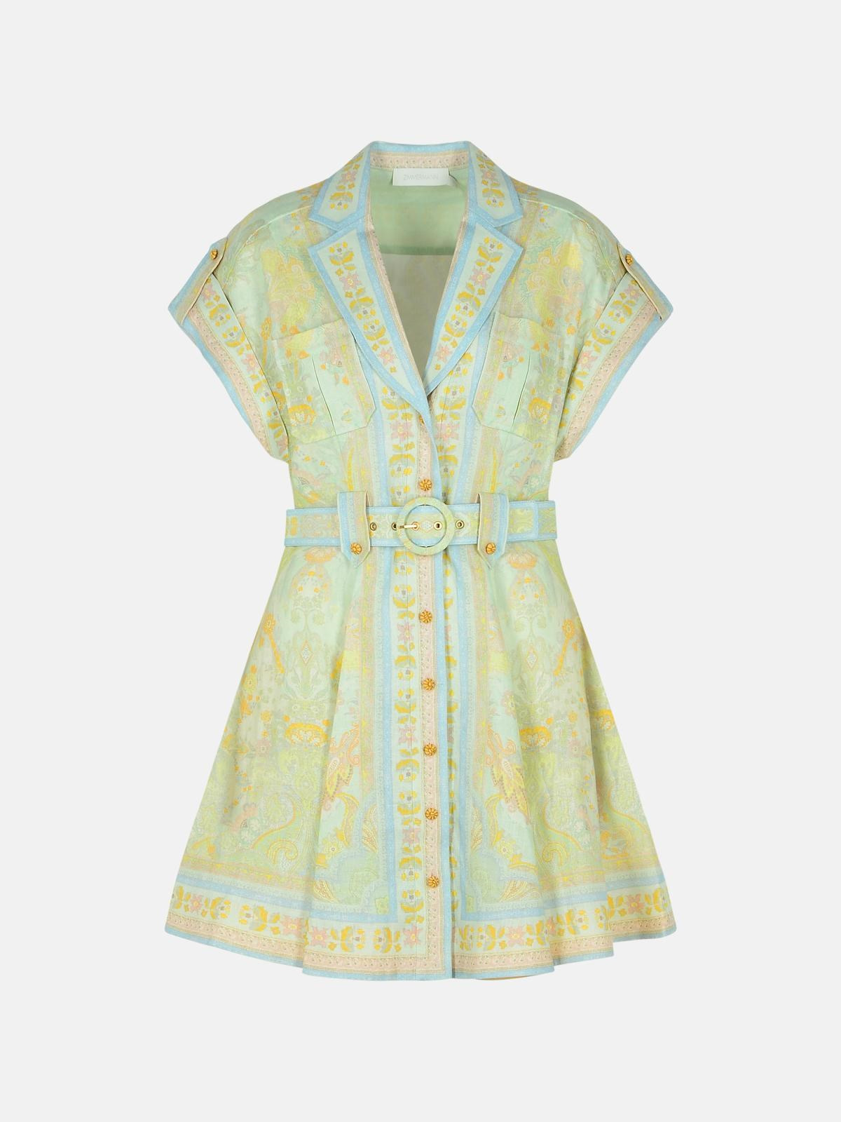 'ACACIA' LIGHT GREEN LINEN DRESS - 1