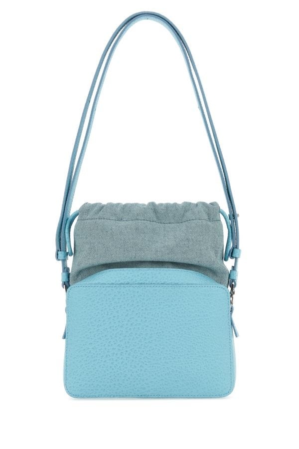 Light blue leather and fabric 5AC bucket bag - 3