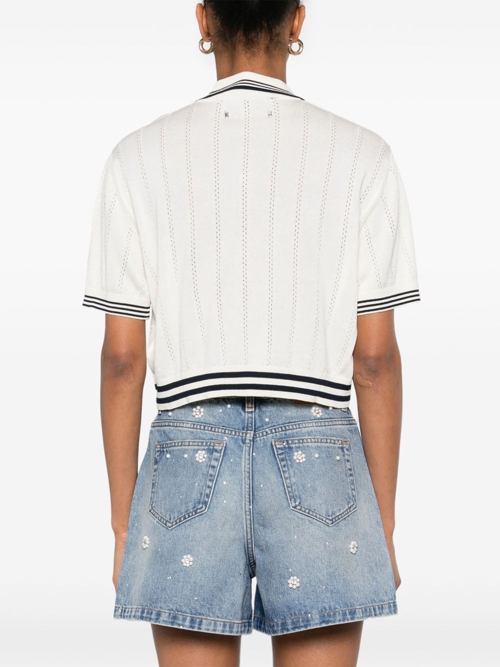 rhinestone-embellished polo top - 4