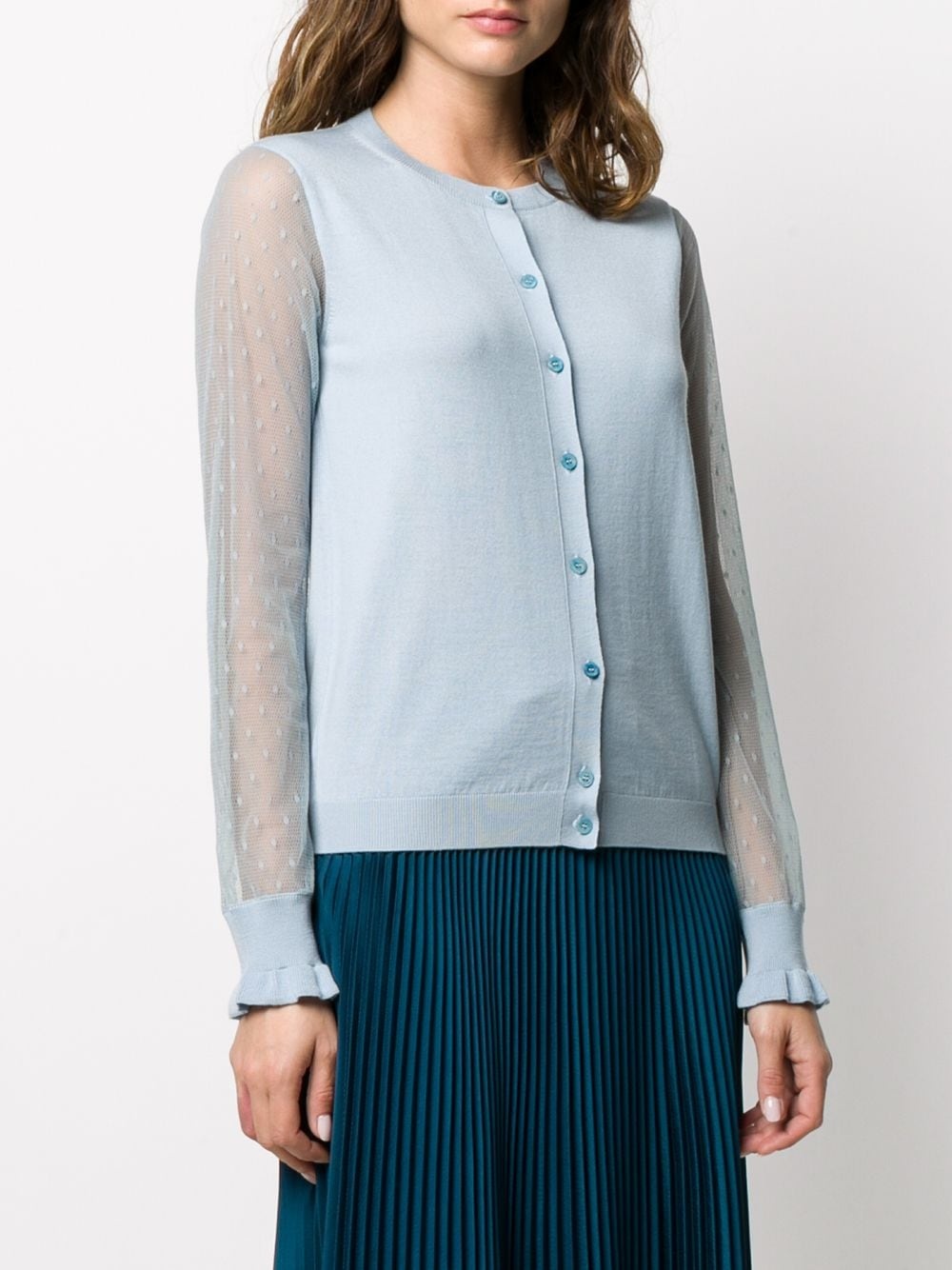 point d'Esprit tulle sleeved cardigan - 3