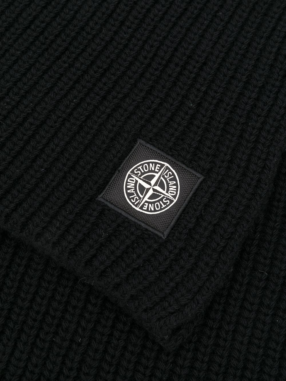 logo patch wool scarf - 3